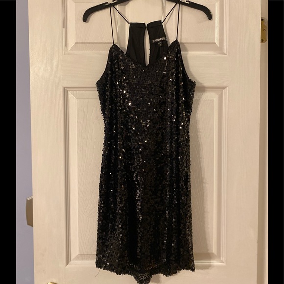 NWT Express Black Sequin Dress - Picture 1 of 3